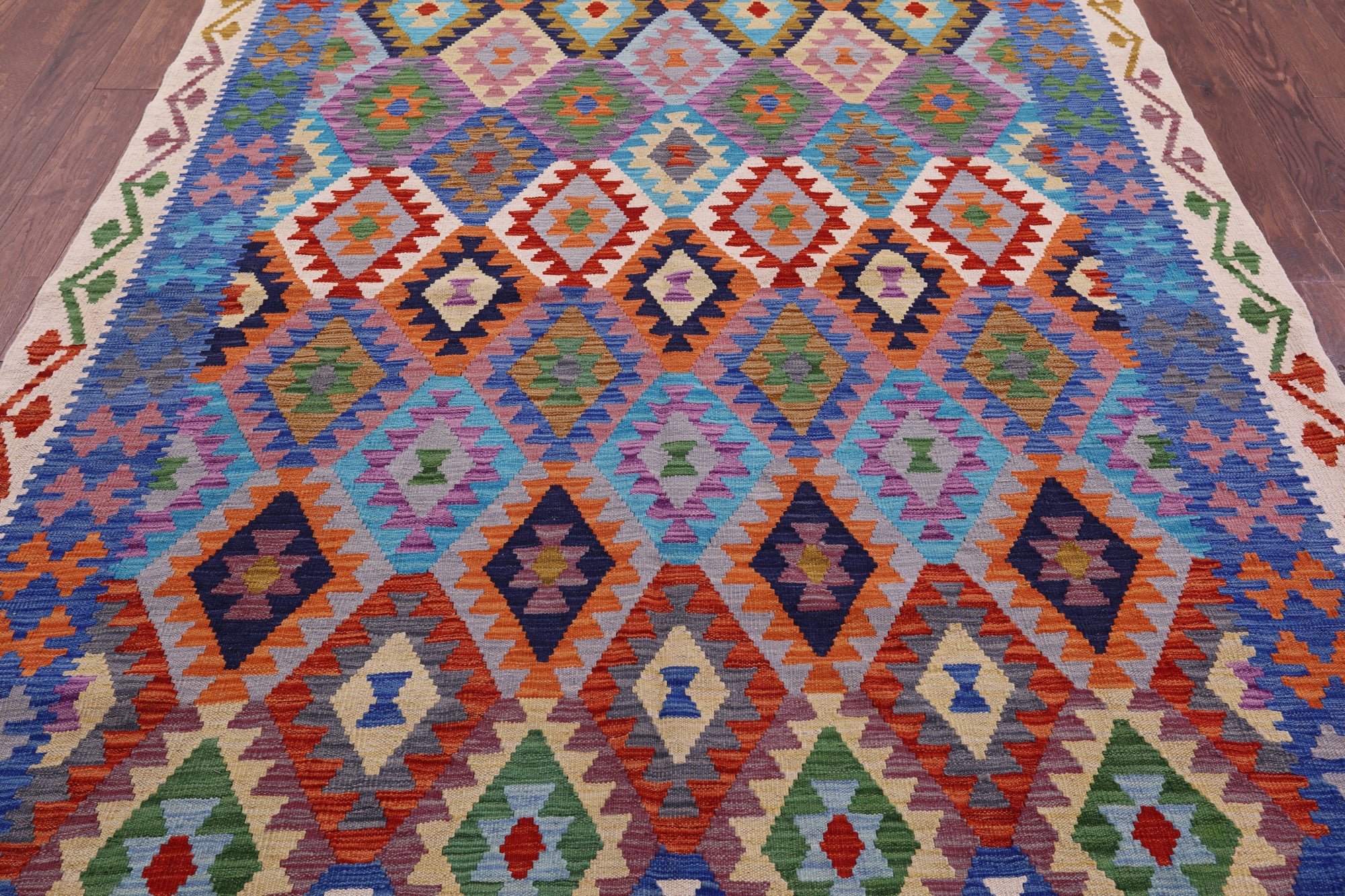 Reversible Kilim Flat Weave Wool On Wool Rug - 6' 9" X 9' 8" - Golden Nile