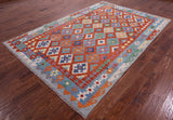 Reversible Kilim Flat Weave Wool On Wool Rug - 6' 5" X 9' 6" - Golden Nile