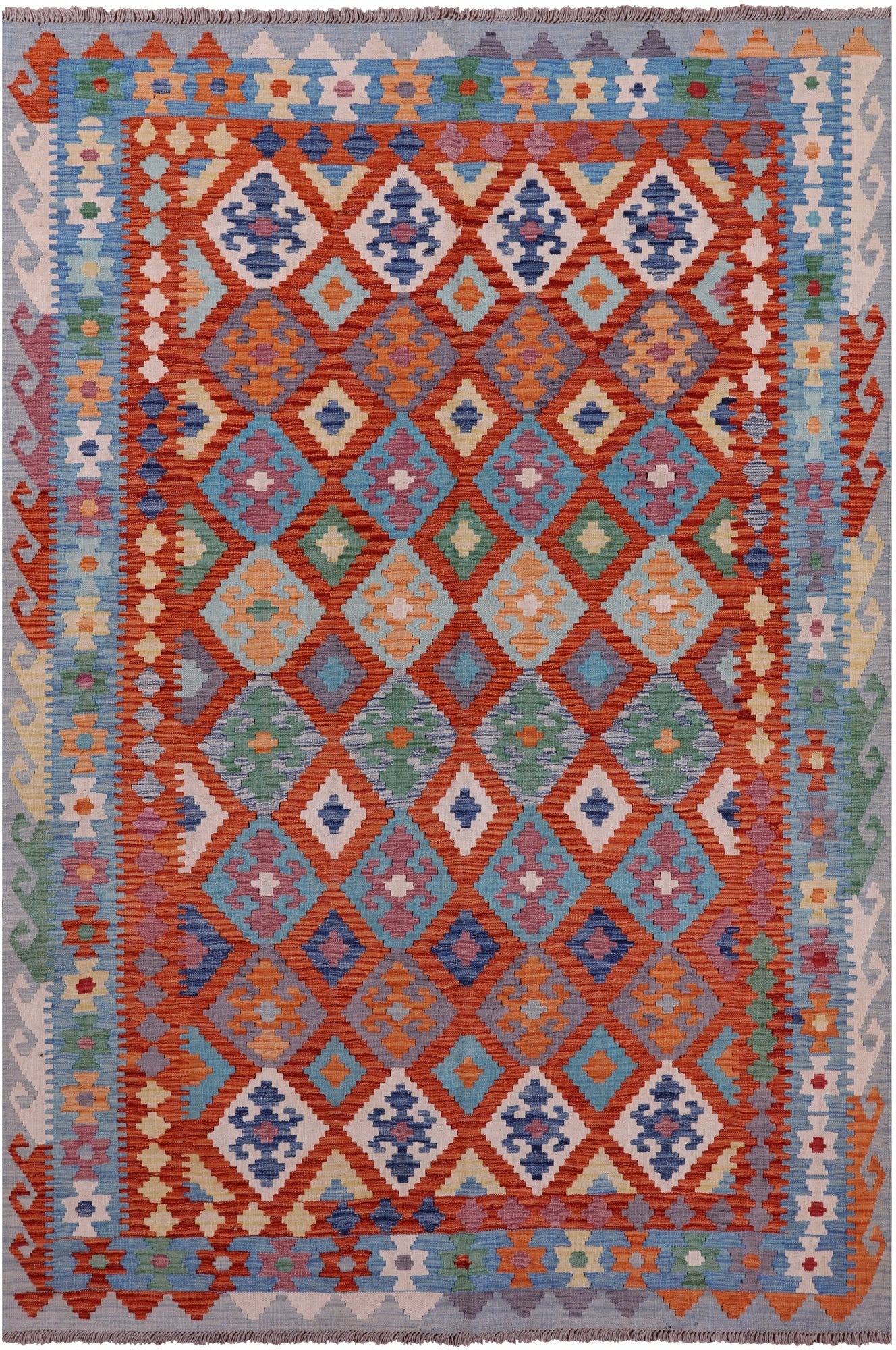 Reversible Kilim Flat Weave Wool On Wool Rug - 6' 5" X 9' 6" - Golden Nile
