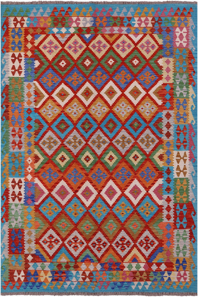 Reversible Kilim Flat Weave Wool On Wool Rug - 6' 9" X 9' 8" - Golden Nile