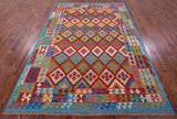 Reversible Kilim Flat Weave Wool On Wool Rug - 6' 9" X 9' 8" - Golden Nile