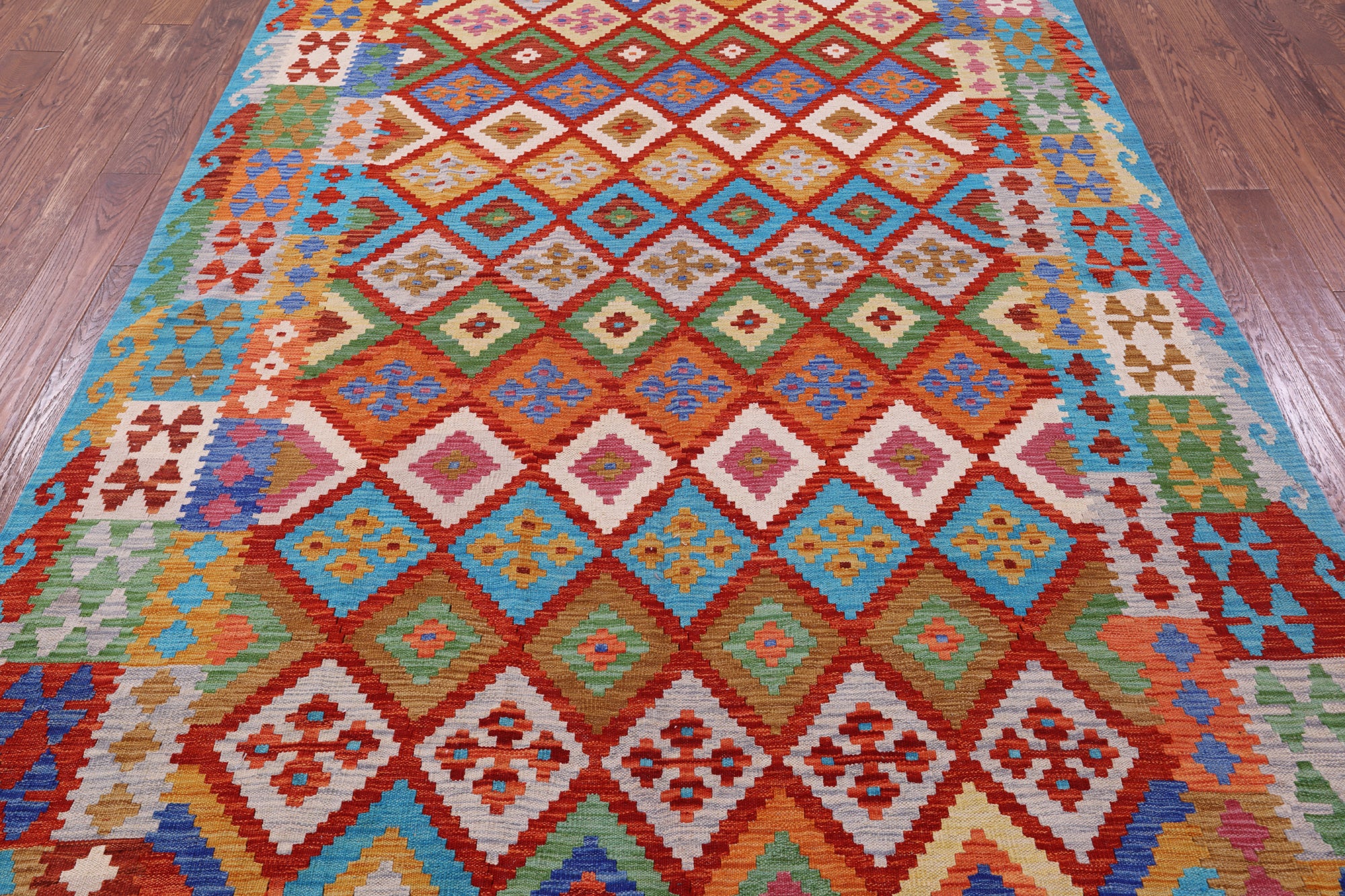 Reversible Kilim Flat Weave Wool On Wool Rug - 6' 9" X 9' 8" - Golden Nile