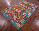 Reversible Kilim Flat Weave Wool On Wool Rug - 6' 9" X 9' 8" - Golden Nile