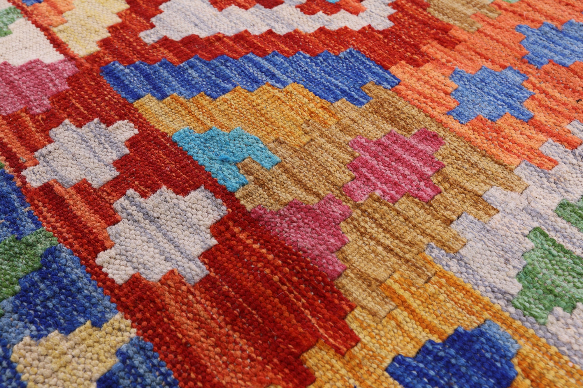 Reversible Kilim Flat Weave Wool On Wool Rug - 6' 9" X 9' 8" - Golden Nile