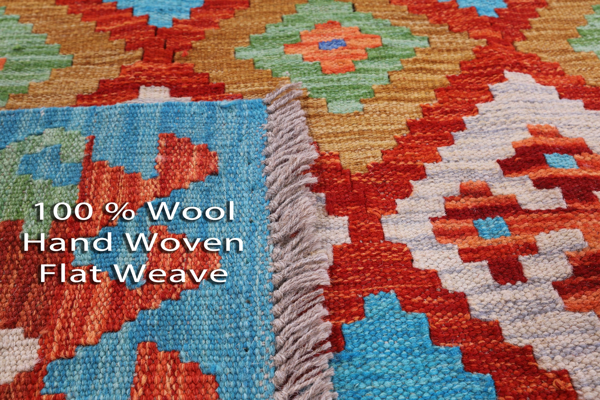 Reversible Kilim Flat Weave Wool On Wool Rug - 6' 9" X 9' 8" - Golden Nile