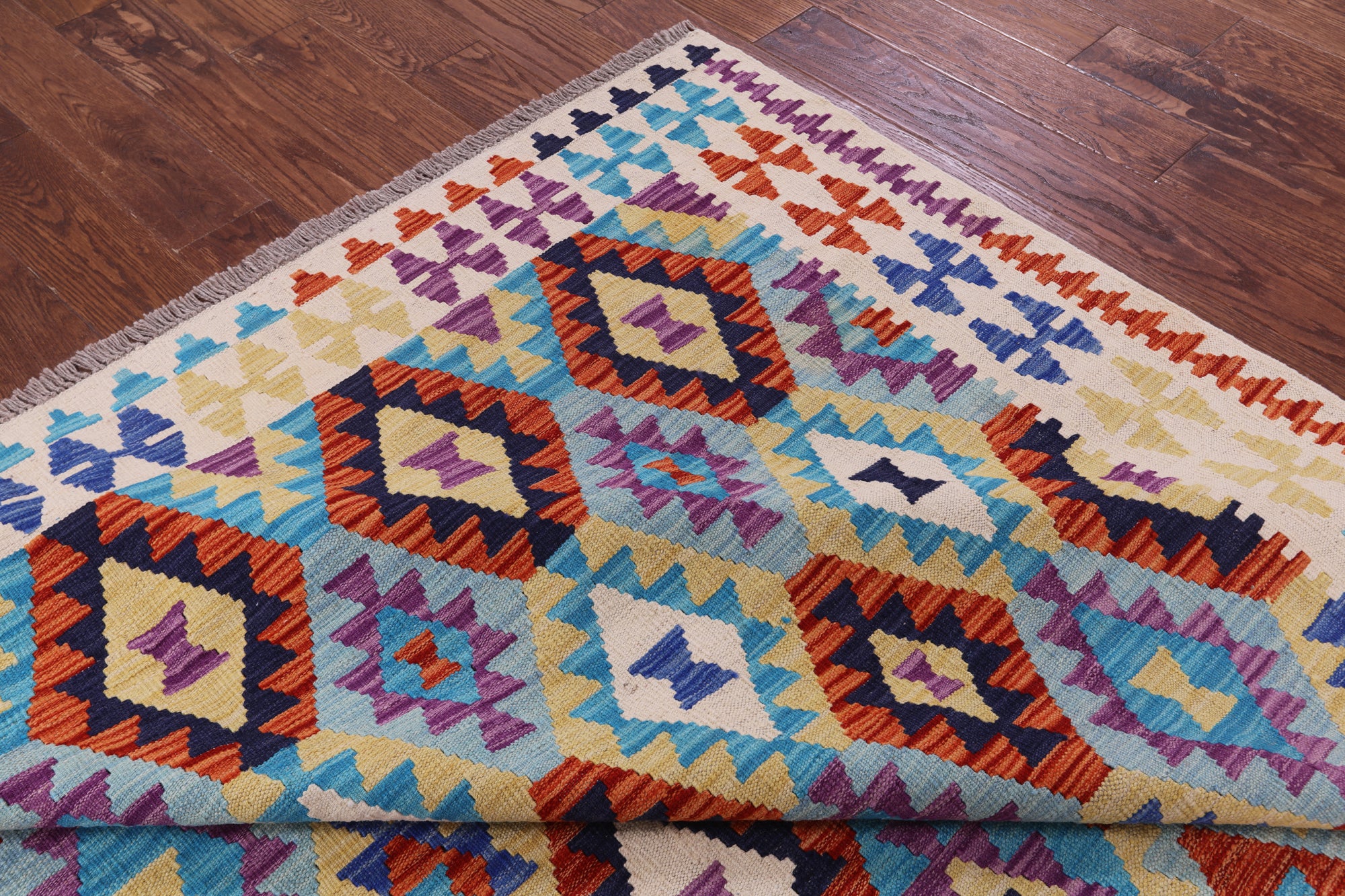 Reversible Kilim Flat Weave Wool On Wool Rug - 6' 9" X 9' 9" - Golden Nile
