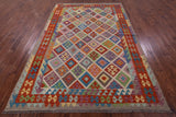 Reversible Kilim Flat Weave Wool On Wool Rug - 6' 8" X 9' 8" - Golden Nile