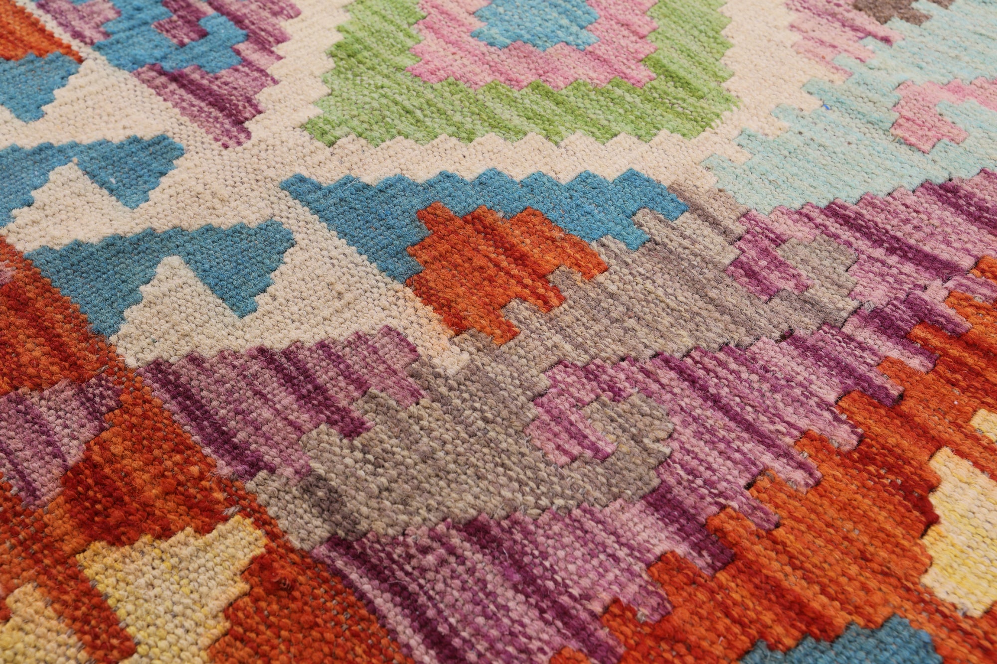 Reversible Kilim Flat Weave Wool On Wool Rug - 6' 8" X 9' 8" - Golden Nile