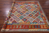Reversible Kilim Flat Weave Wool On Wool Rug - 6' 8" X 9' 8" - Golden Nile