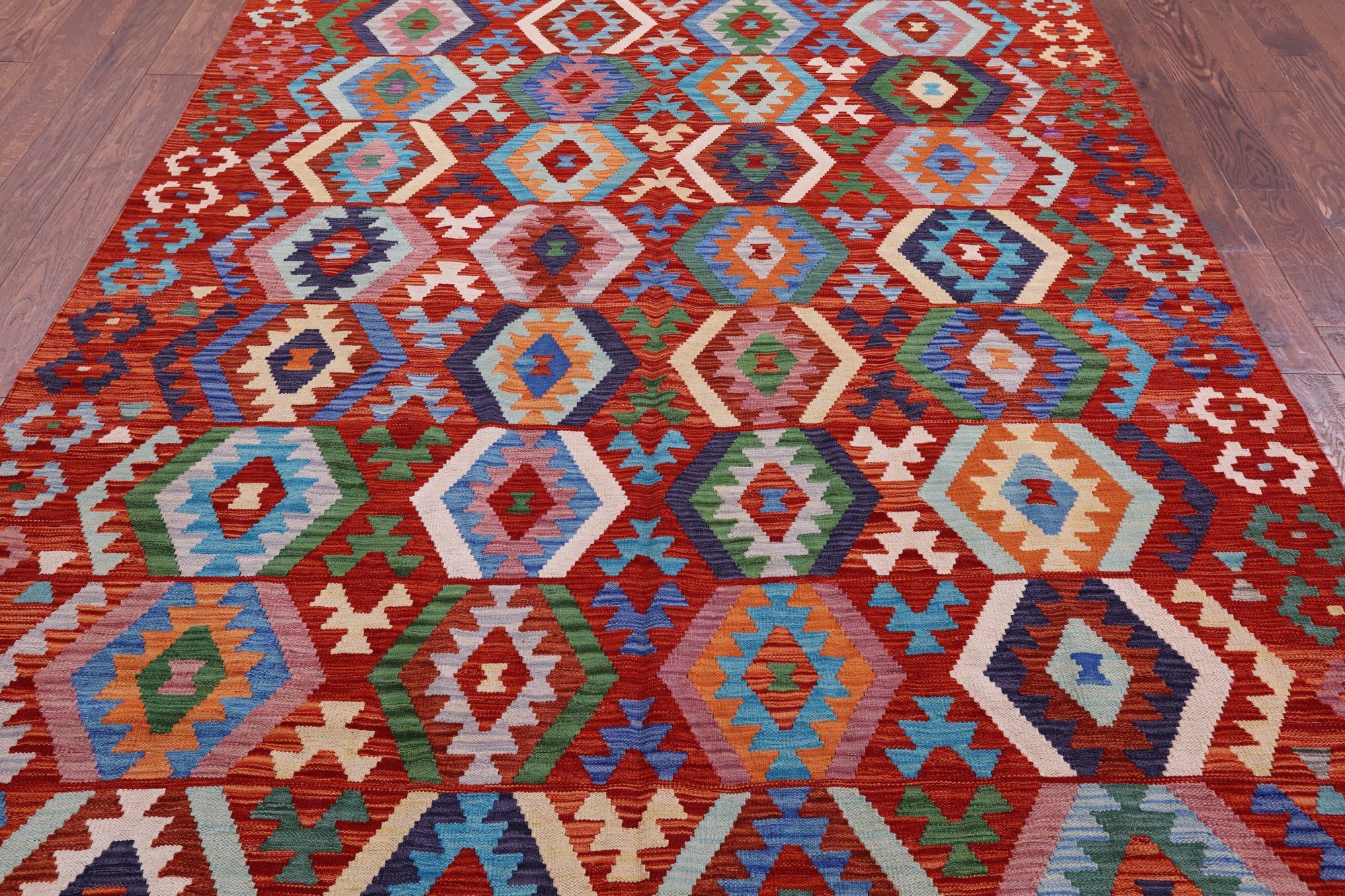 Reversible Kilim Flat Weave Wool On Wool Rug - 6' 10" X 9' 10" - Golden Nile