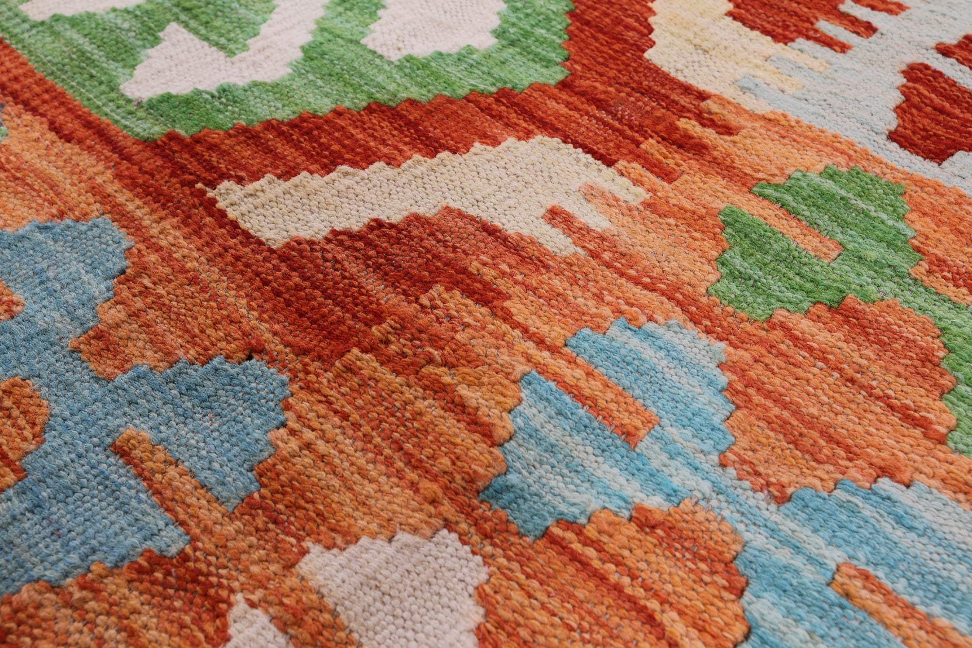 Reversible Kilim Flat Weave Wool On Wool Rug - 6' 10" X 9' 8" - Golden Nile