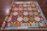 Reversible Kilim Flat Weave Wool On Wool Rug - 6' 10" X 9' 8" - Golden Nile