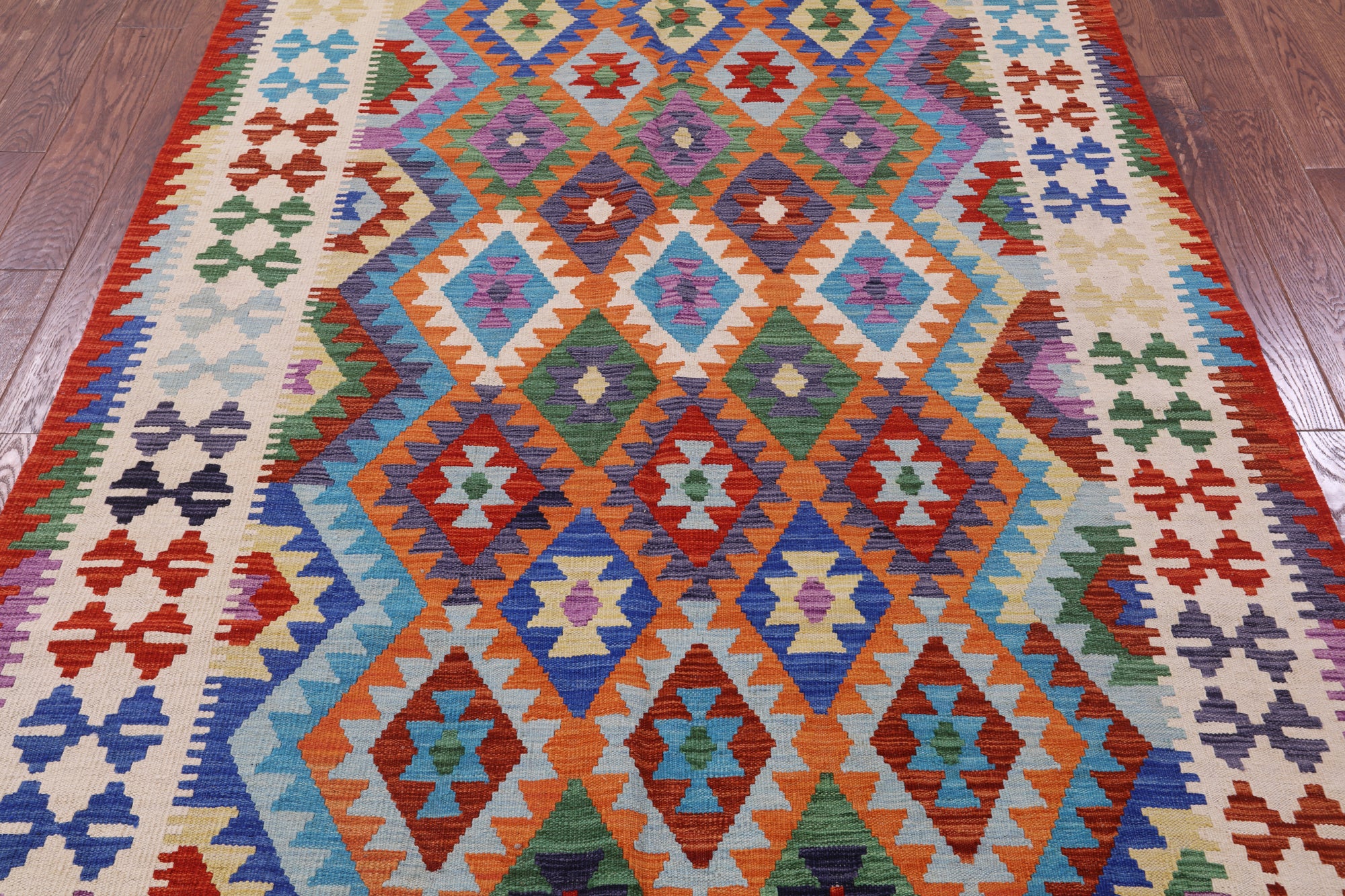 Reversible Kilim Flat Weave Wool On Wool Rug - 5' 9" X 8' 0" - Golden Nile
