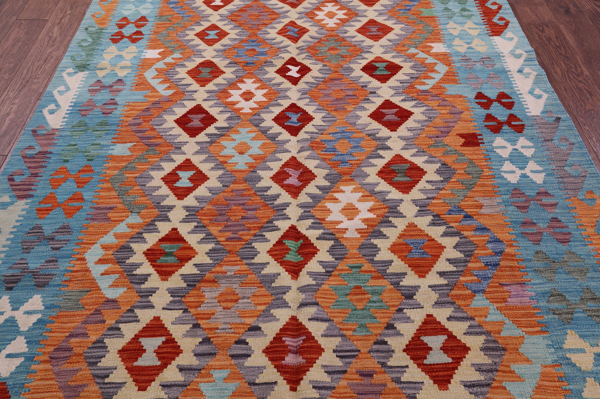 Reversible Kilim Flat Weave Wool On Wool Rug - 5' 7" X 8' 1" - Golden Nile