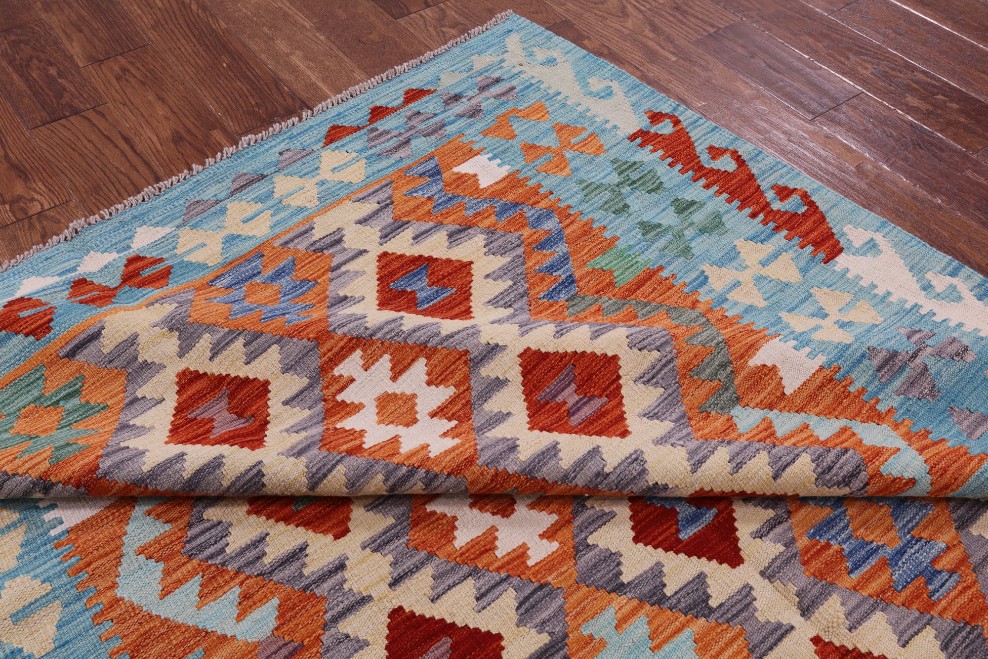 Reversible Kilim Flat Weave Wool On Wool Rug - 5' 7" X 8' 1" - Golden Nile