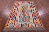 Reversible Kilim Flat Weave Wool On Wool Rug - 5' 8" X 8' 1" - Golden Nile