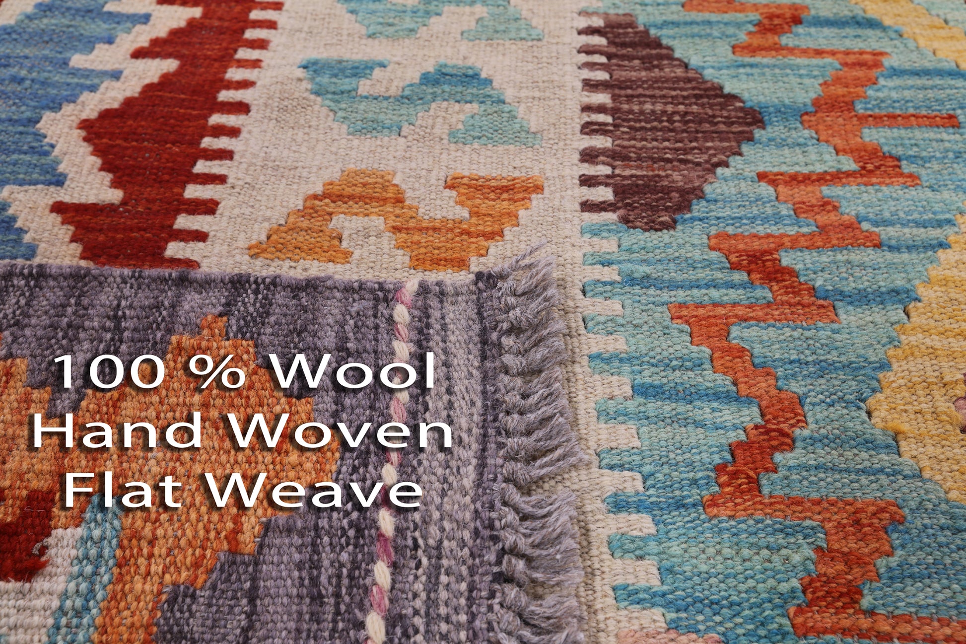 Reversible Kilim Flat Weave Wool On Wool Rug - 5' 8" X 8' 1" - Golden Nile