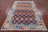 Reversible Kilim Flat Weave Wool On Wool Rug - 6' 8" X 9' 6" - Golden Nile
