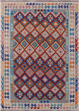 Reversible Kilim Flat Weave Wool On Wool Rug - 6' 8" X 9' 6" - Golden Nile