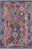 Reversible Kilim Flat Weave Wool On Wool Rug - 6' 6" X 10' 0" - Golden Nile