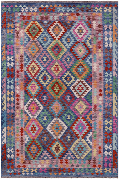 Reversible Kilim Flat Weave Wool On Wool Rug - 6' 6" X 10' 0" - Golden Nile