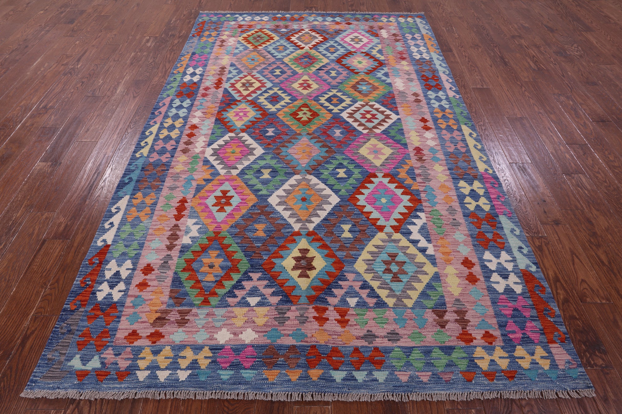 Reversible Kilim Flat Weave Wool On Wool Rug - 6' 6" X 10' 0" - Golden Nile