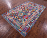 Reversible Kilim Flat Weave Wool On Wool Rug - 6' 6" X 10' 0" - Golden Nile