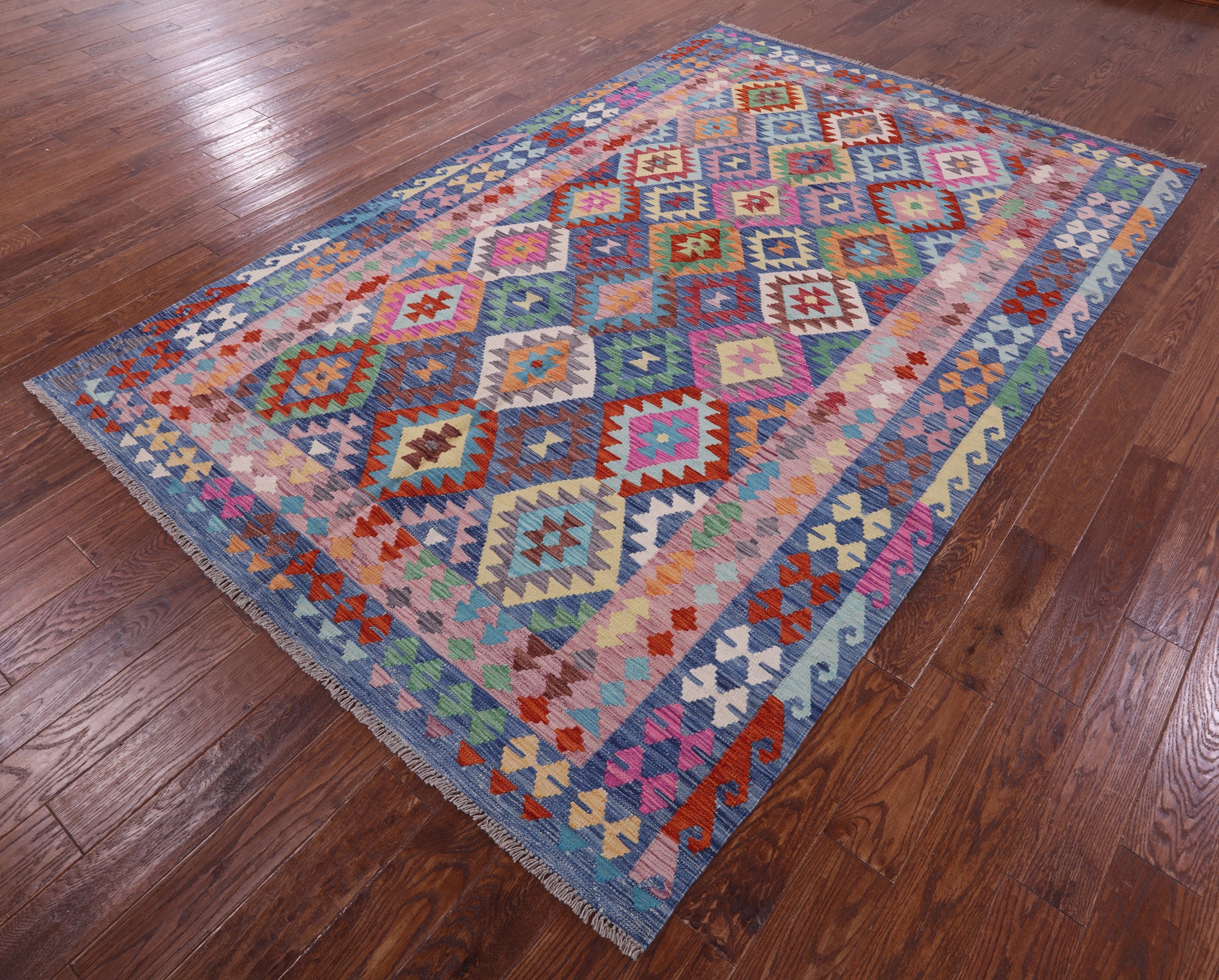 Reversible Kilim Flat Weave Wool On Wool Rug - 6' 6" X 10' 0" - Golden Nile
