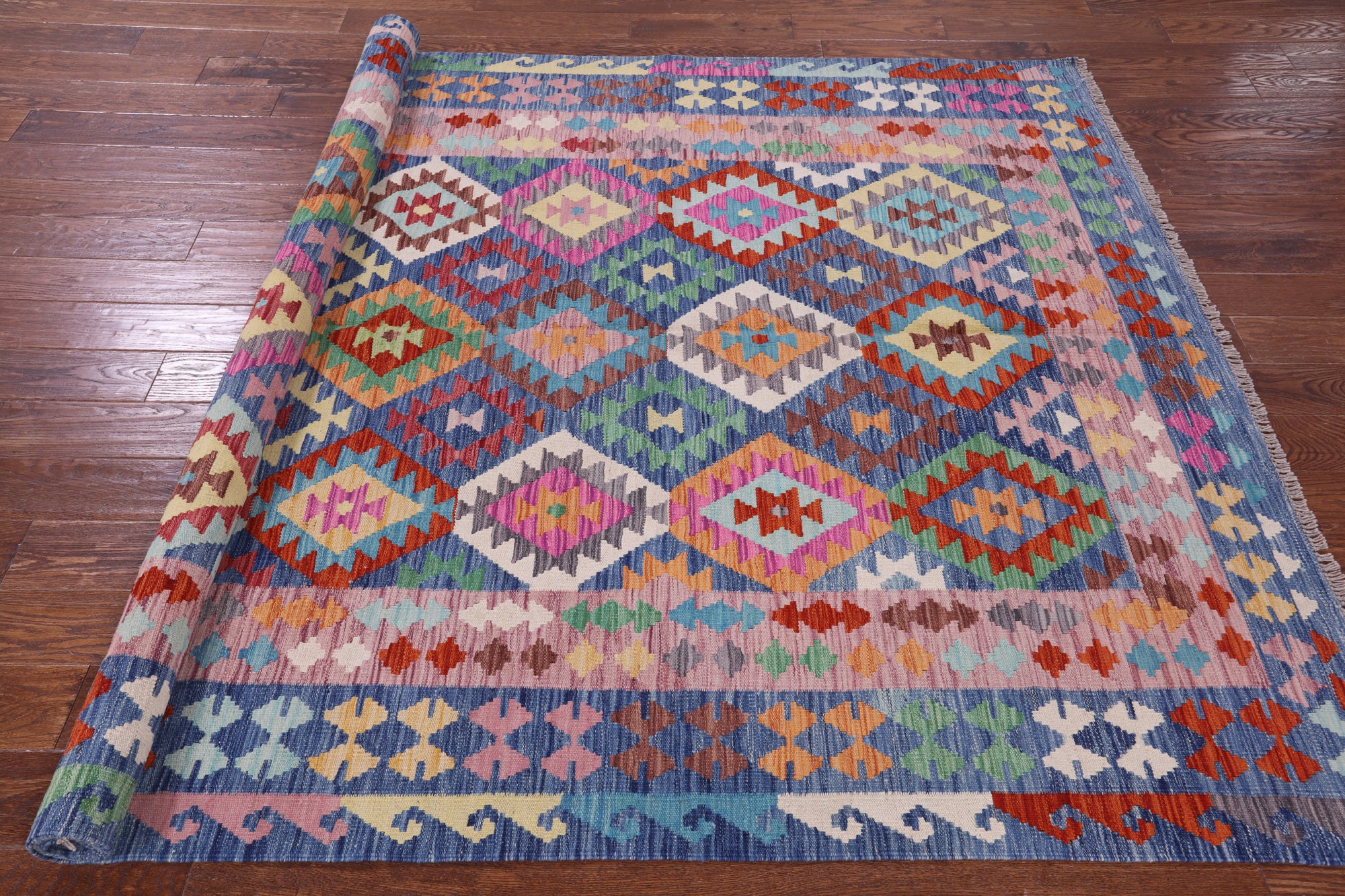 Reversible Kilim Flat Weave Wool On Wool Rug - 6' 6" X 10' 0" - Golden Nile