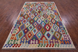 Reversible Kilim Flat Weave Wool On Wool Rug - 6' 7" X 9' 9" - Golden Nile
