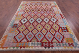 Reversible Kilim Flat Weave Wool On Wool Rug - 6' 8" X 9' 8" - Golden Nile
