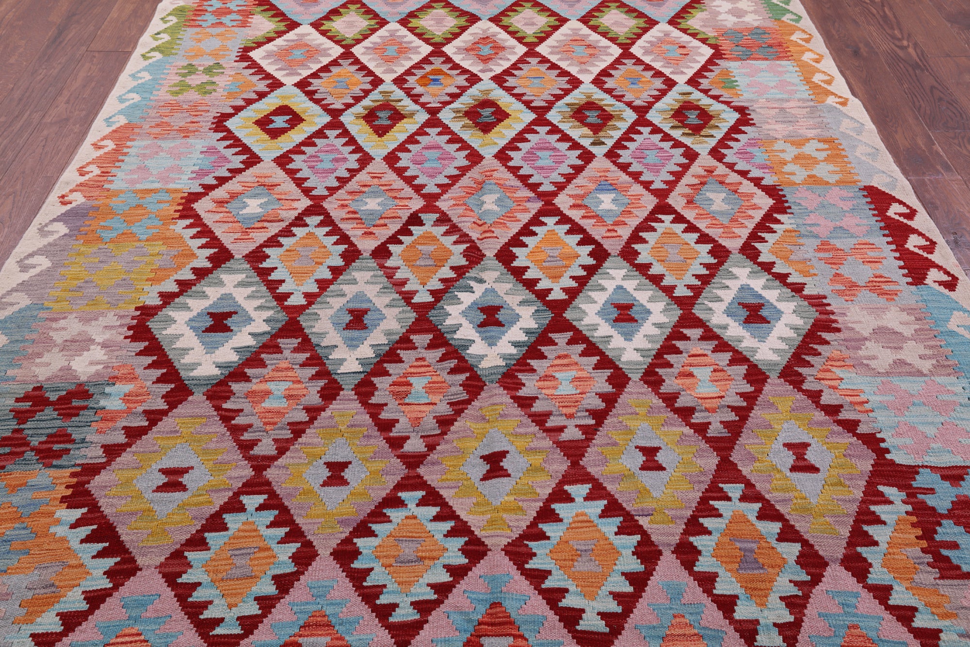 Reversible Kilim Flat Weave Wool On Wool Rug - 6' 8" X 9' 8" - Golden Nile