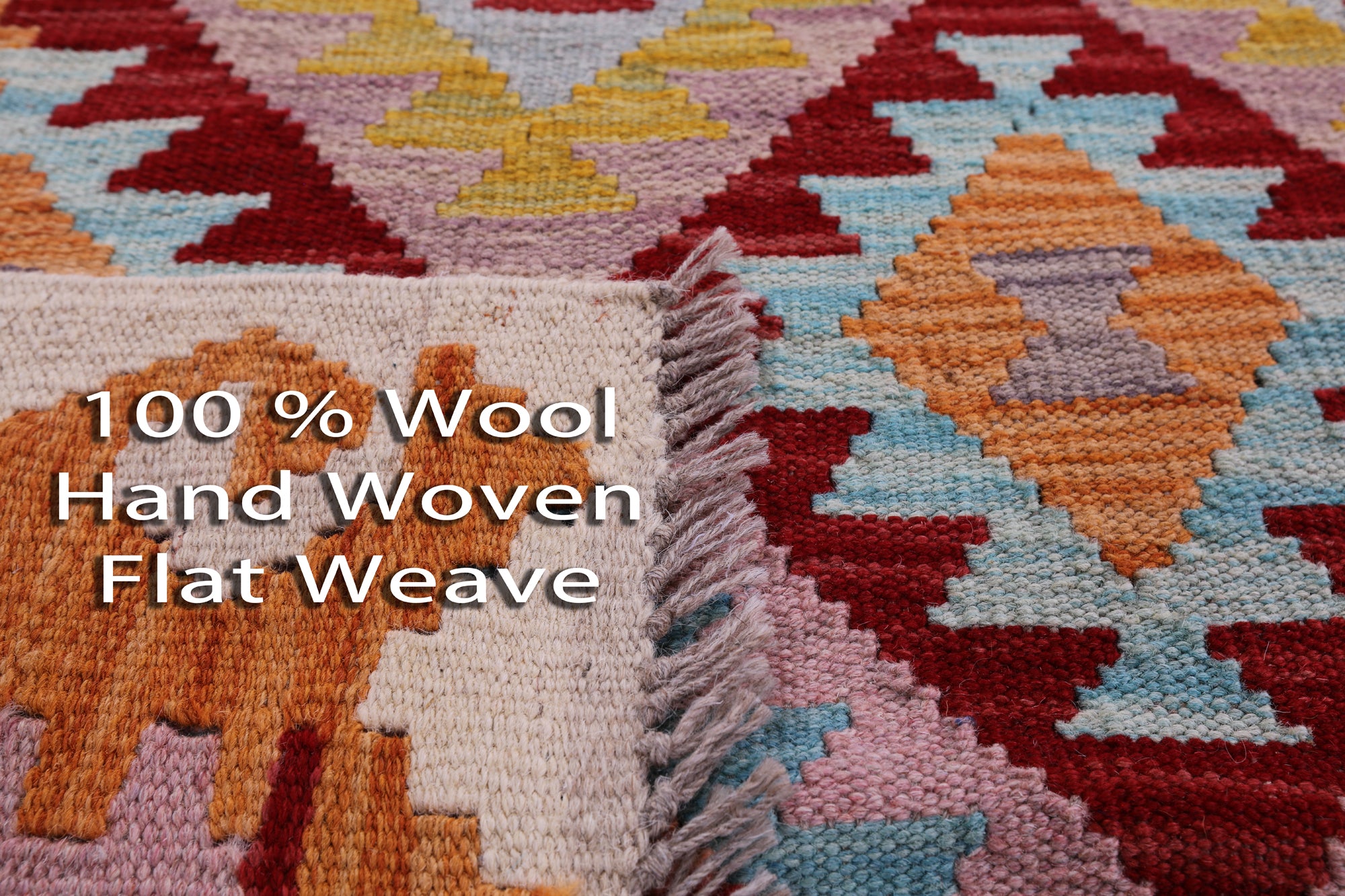 Reversible Kilim Flat Weave Wool On Wool Rug - 6' 8" X 9' 8" - Golden Nile