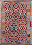 Reversible Kilim Flat Weave Wool On Wool Rug - 6' 8" X 9' 8" - Golden Nile