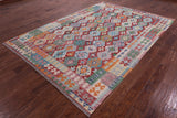 Reversible Kilim Flat Weave Wool On Wool Rug - 6' 9" X 9' 9" - Golden Nile