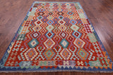 Reversible Kilim Flat Weave Wool On Wool Rug - 6' 7" X 10' 1" - Golden Nile