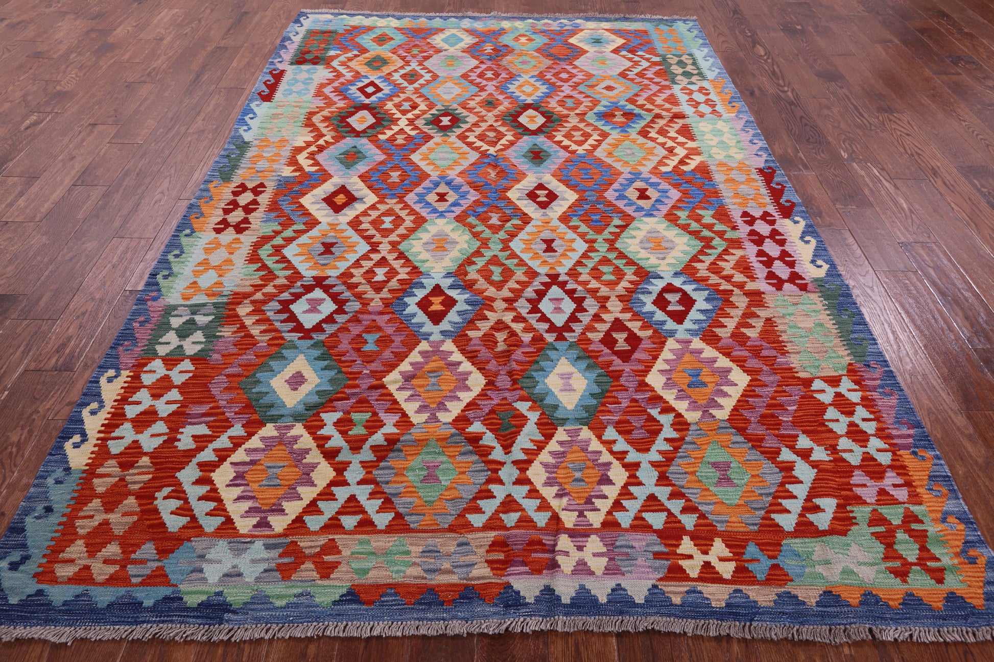 Reversible Kilim Flat Weave Wool On Wool Rug - 6' 7" X 10' 1" - Golden Nile