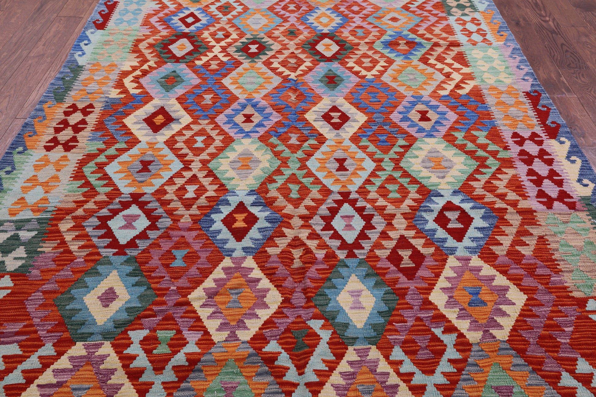 Reversible Kilim Flat Weave Wool On Wool Rug - 6' 7" X 10' 1" - Golden Nile