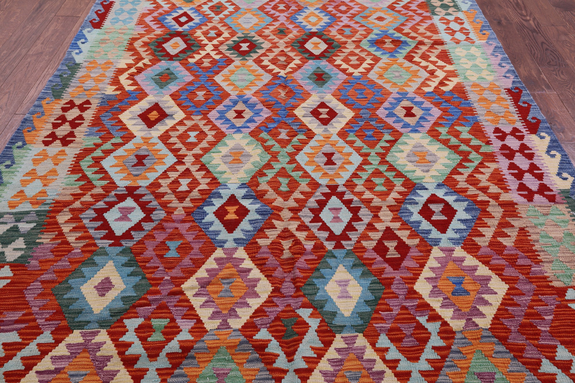 Reversible Kilim Flat Weave Wool On Wool Rug - 6' 7" X 10' 1" - Golden Nile