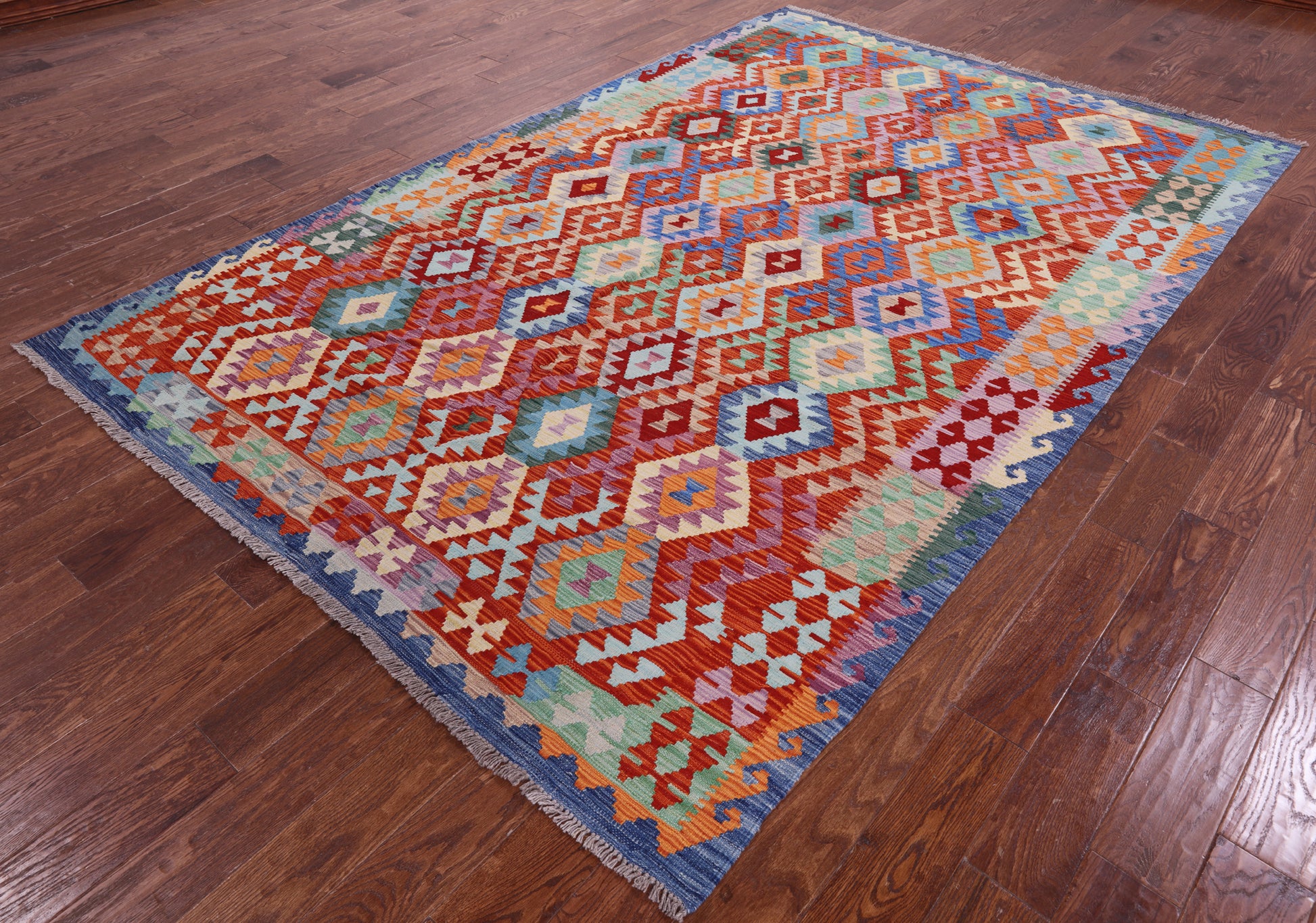 Reversible Kilim Flat Weave Wool On Wool Rug - 6' 7" X 10' 1" - Golden Nile