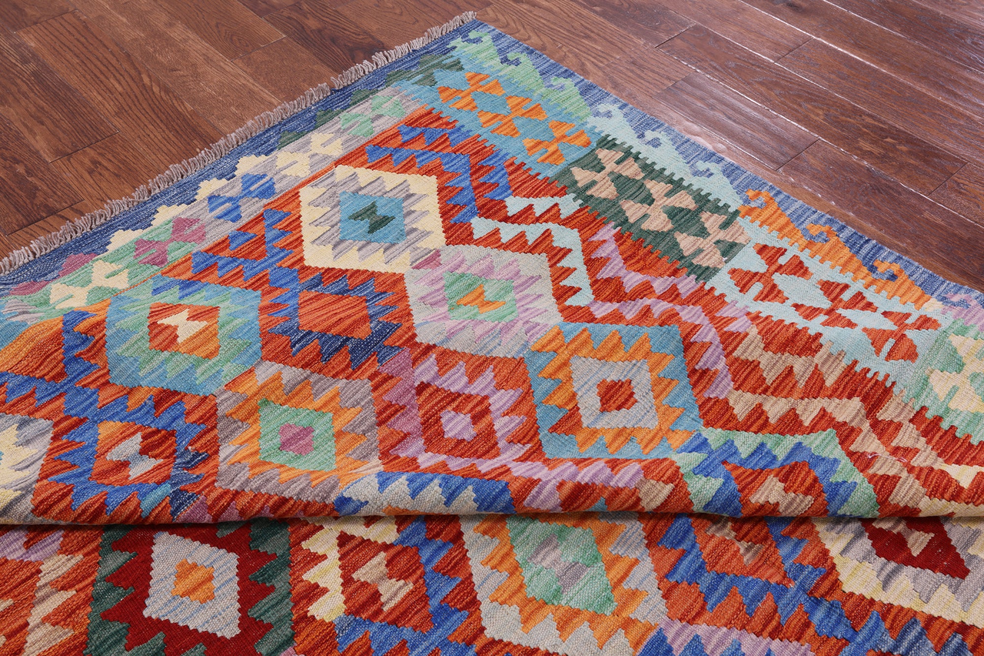 Reversible Kilim Flat Weave Wool On Wool Rug - 6' 7" X 10' 1" - Golden Nile