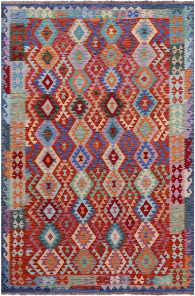 Reversible Kilim Flat Weave Wool On Wool Rug - 6' 7" X 10' 1" - Golden Nile