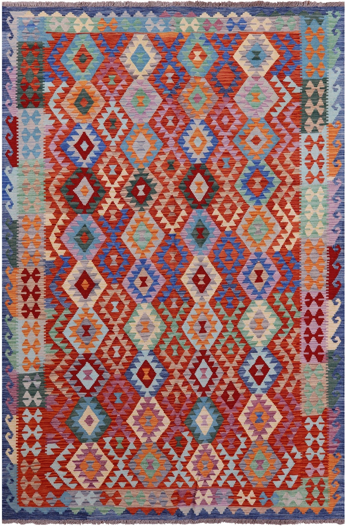 Reversible Kilim Flat Weave Wool On Wool Rug - 6' 7" X 10' 1" - Golden Nile