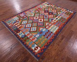 Reversible Kilim Flat Weave Wool On Wool Rug - 6' 8" X 9' 7" - Golden Nile