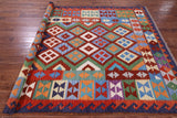 Reversible Kilim Flat Weave Wool On Wool Rug - 6' 8" X 9' 7" - Golden Nile