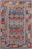 Reversible Kilim Flat Weave Wool On Wool Rug - 6' 6" X 9' 10" - Golden Nile