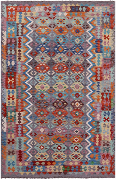 Reversible Kilim Flat Weave Wool On Wool Rug - 6' 6" X 9' 10" - Golden Nile