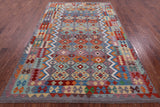 Reversible Kilim Flat Weave Wool On Wool Rug - 6' 6" X 9' 10" - Golden Nile