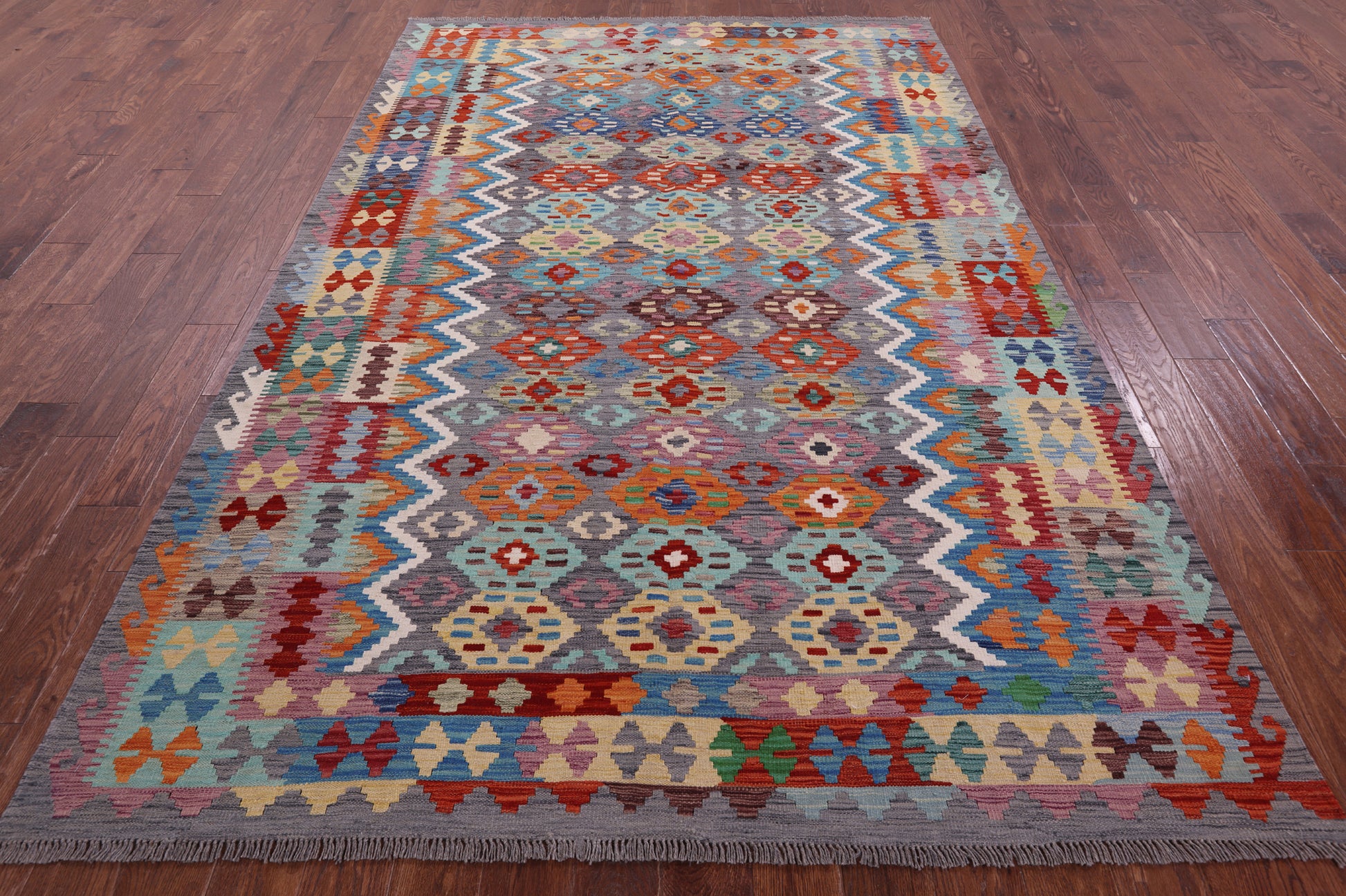 Reversible Kilim Flat Weave Wool On Wool Rug - 6' 6" X 9' 10" - Golden Nile