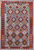 Reversible Kilim Flat Weave Wool On Wool Rug - 6' 7" X 9' 5" - Golden Nile